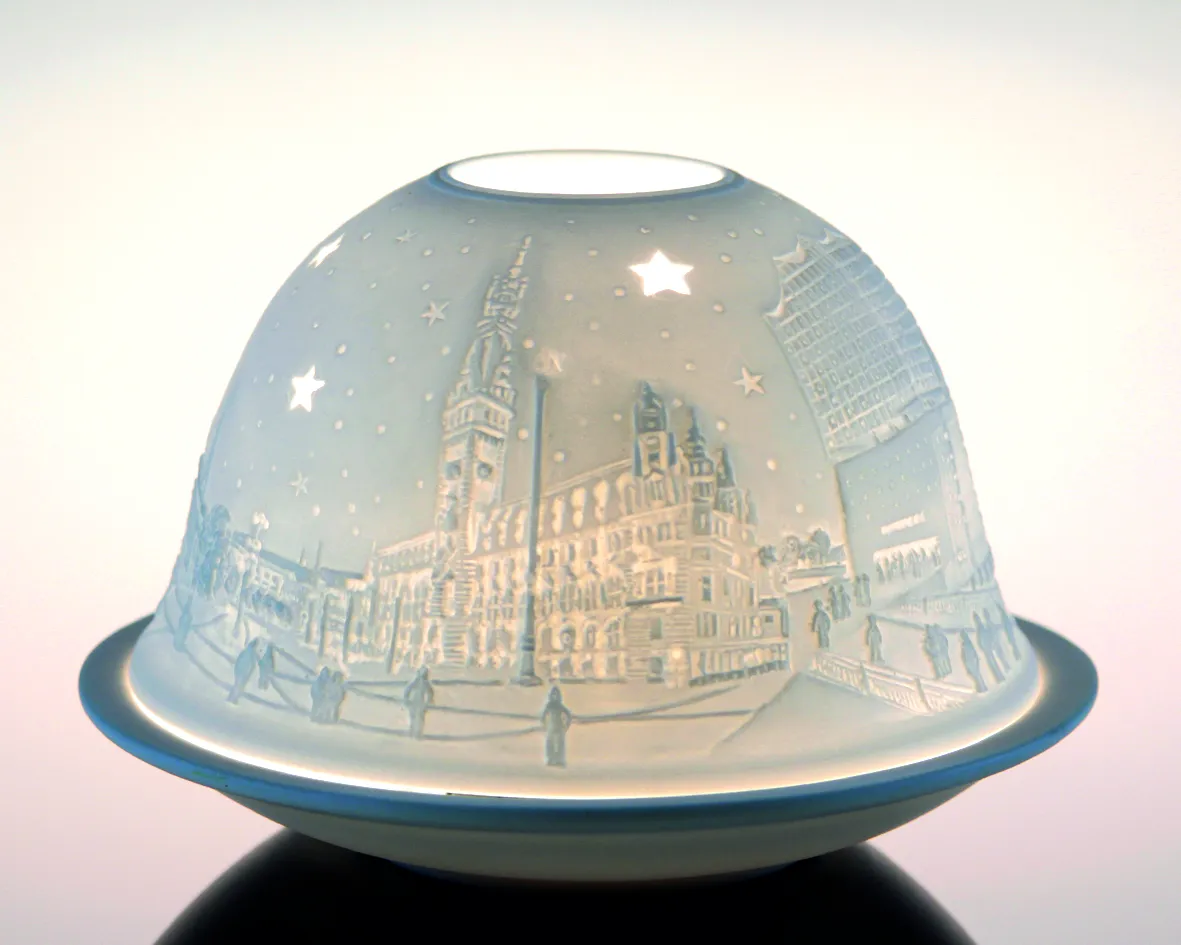 Dome-Lights "Hamburg City", weiß - Leuchtobjekt aus Porzellan
