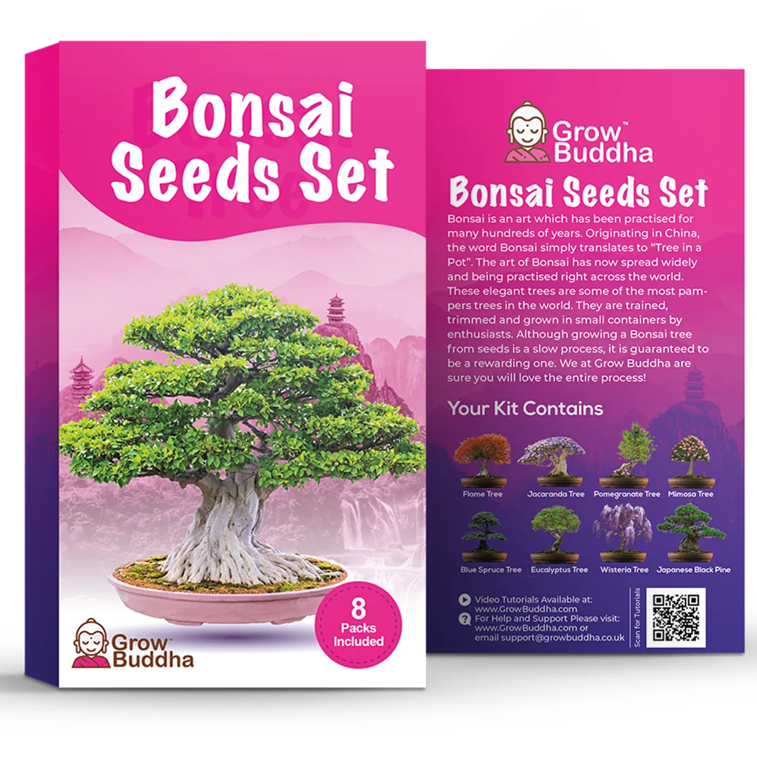 Bonsai Samen-Set, Kit aus 8 verschiedenen Bonsa-Bäumen
