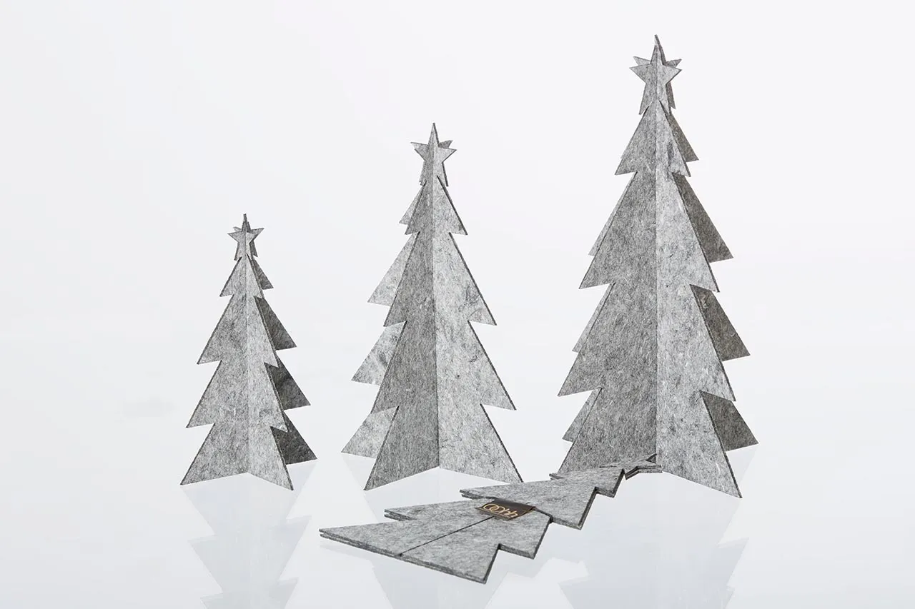 Deko Weihnachtsbaum in drei Größen, grau aus Öko-Filz