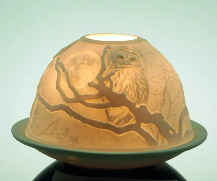 Dome-Lights "Eule" - Leuchtobjekt aus Porzellan