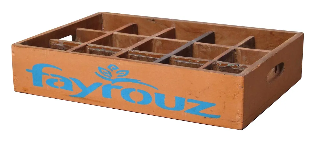 Fundholz Recycling Getränketablett "Fayrouz", orange-blau