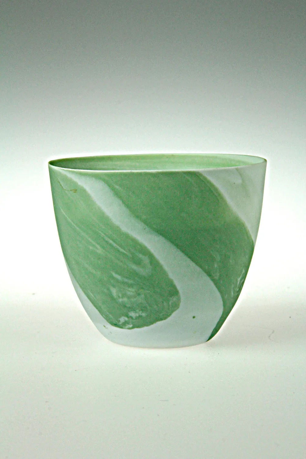 Windlicht Porzellan marmoriert, grün - aus feinstem Biskuitporzellan